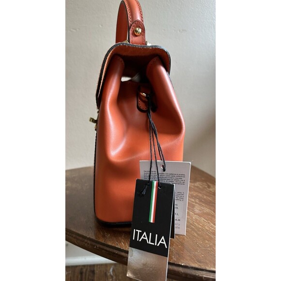 NWT Viola Castellani Papaya Orange Leather‎ Handbag Purse Backpack Convertible main image 11